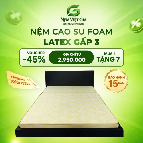 NỆM CAO SU FOAM LATEX GẤP 3
