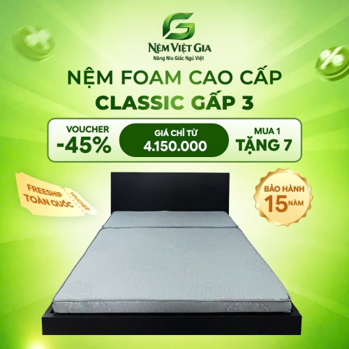 NỆM FOAM CAO CẤP CLASSIC GẤP 3